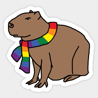 Capybara and Rainbow Pride Flag Scarf Sticker